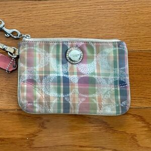 Coach Plaid Multicolor Wristlet